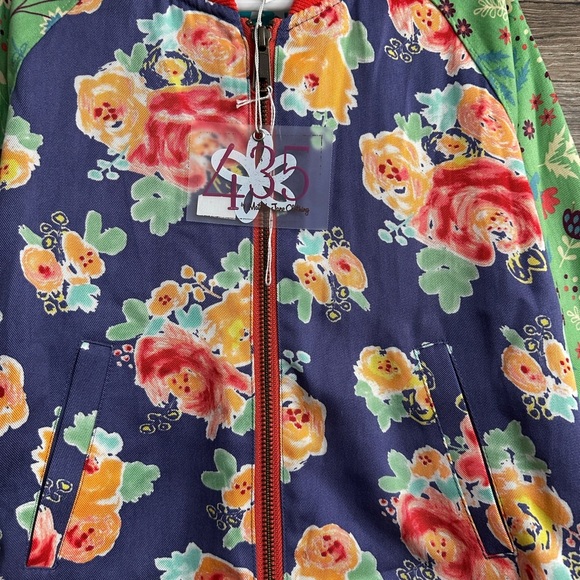 Matilda Jane Red and Green Bomber Jacket Eclectic Floral Style Girls Size 10 - Picture 2 of 7